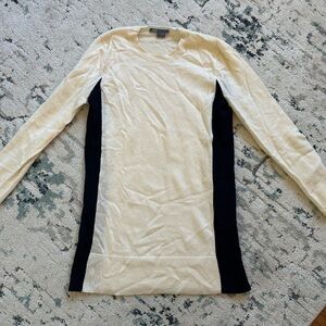 Vince Cream and Black Crew Neck Sweater
